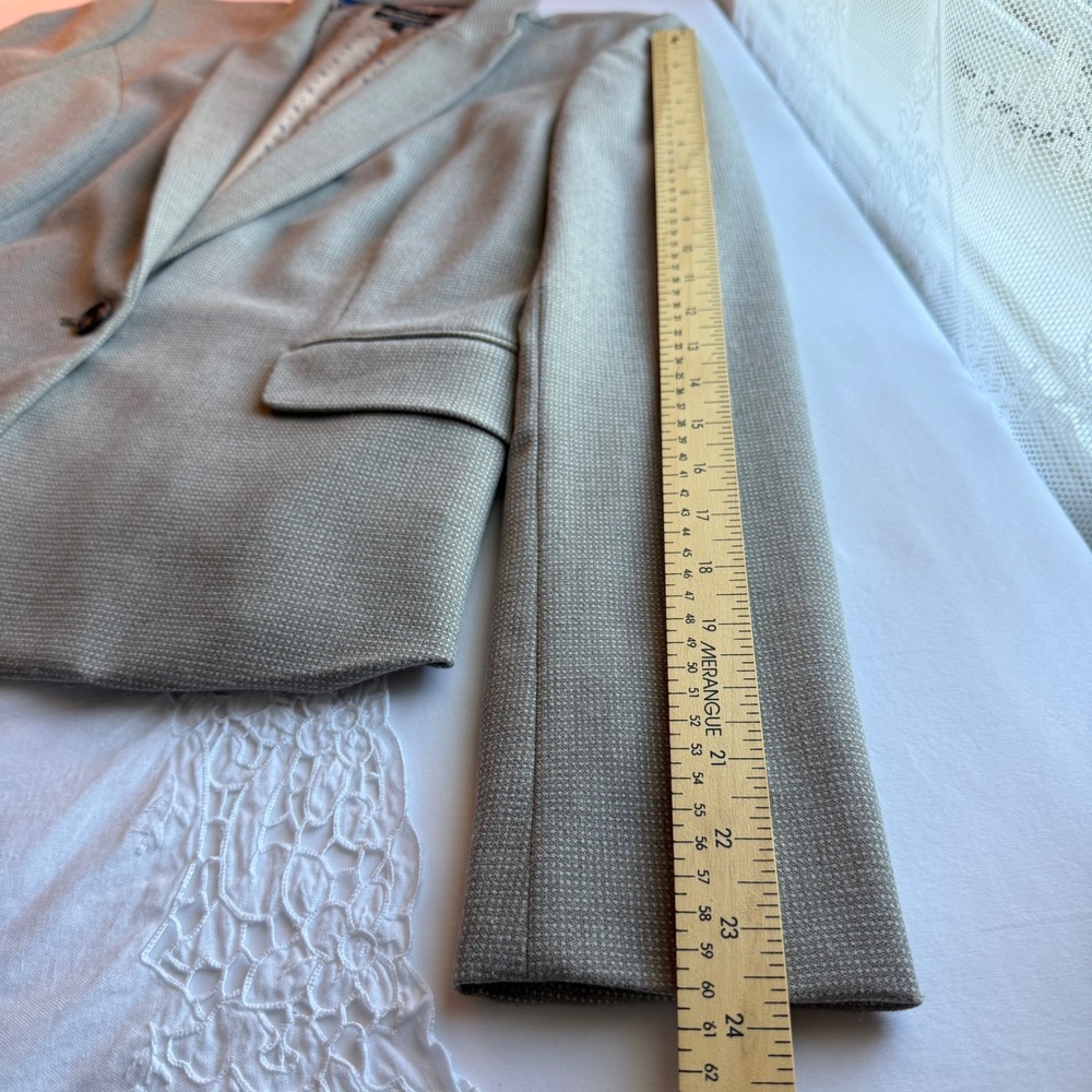 RW&CO Womens Tan Micro Pattern One Button Blazer Stretch Lining Size 10 - Picture 13 of 16